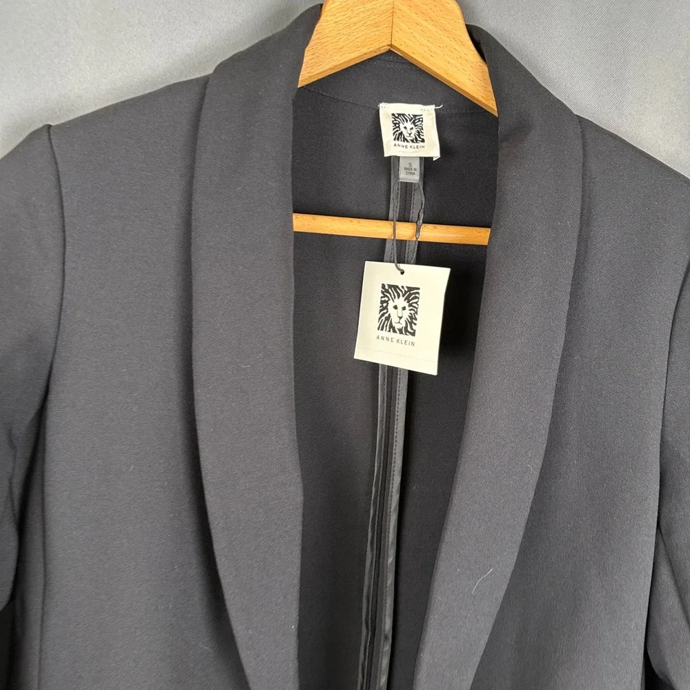 Anne Klein Womens Black Open Front Shawl Collar Blazer Jacket NWT Size S